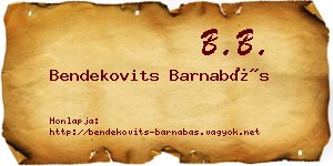 Bendekovits Barnabás névjegykártya